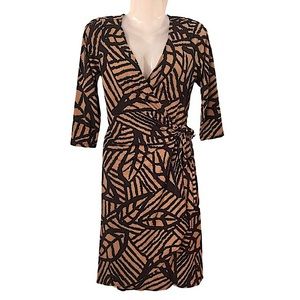 London Times Leaf Pattern Wrap Dress